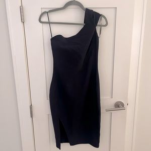 Navy One Shoulder Cocktail Dress